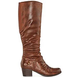 Yuu Womens Ryley Stacked Heel Riding Boots